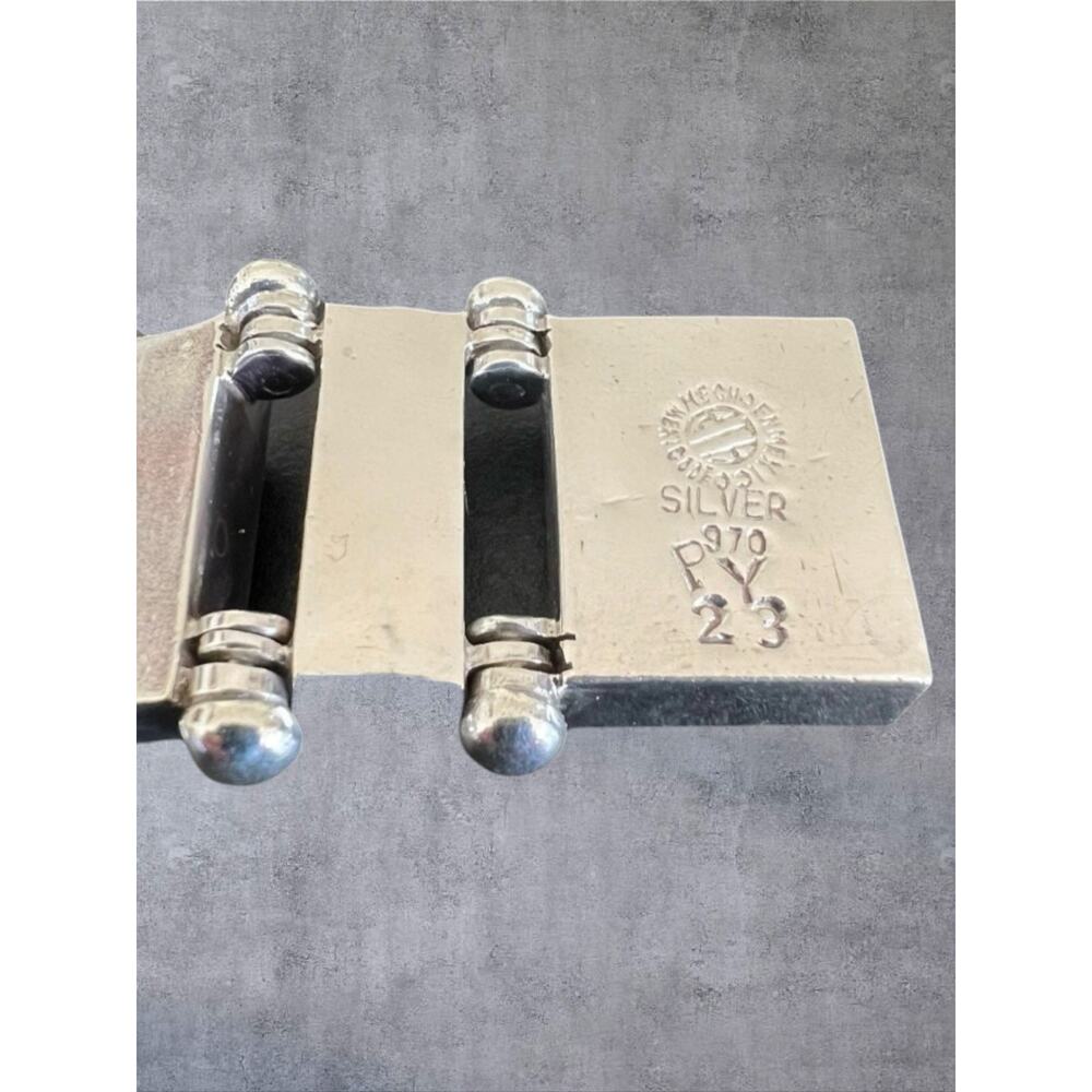 Taxco Mexico 970 Silver Amethyst Bracelet 91g Vtg Modernist Signed HEAVY Pineda - Picture 7 of 8